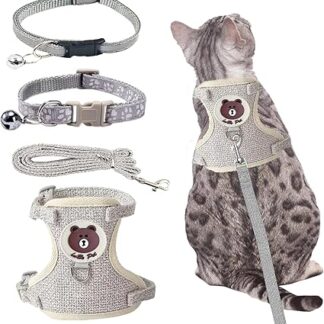 Cat Harness and Leash, Escape Proof Cat Harness for Walking, Soft Mesh for Small and Medium Cats, Pets with Adjustable Reflective Leash for Small