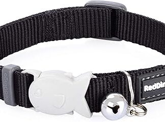 Red Dingo Cat Collar, 12 mm/ 20 - 32 cm, Plain Black