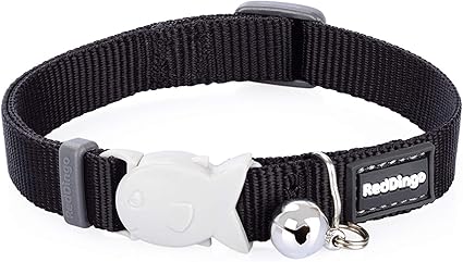 Red Dingo Cat Collar, 12 mm/ 20 - 32 cm, Plain Black