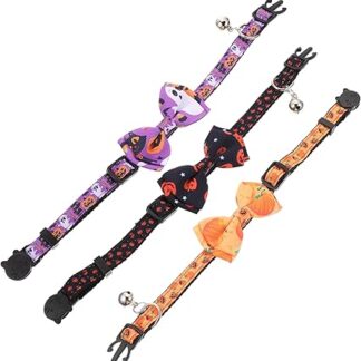 minkissy 3Pcs pet collar small puppy collar cat bell collar kitten halloween cat collars Pet Halloween Costume Halloween party favors Dog Collar cosmetic clothing polyester