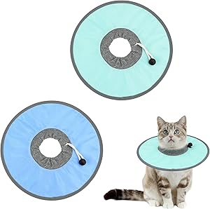 Bekecidi Cat Recovery Collar, 2 Pack Adjustable Cat Collar, Flat Collar, Pet Elizabeth Collar, Prevent Kittens and Puppies from Licking Wounds (L)