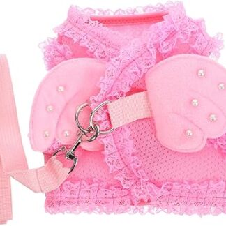 DOITOOL Belt Cat Vest Harness Purple Suits Lead Puppy Harness Pet Harness Chest Strap for Dogs Wings Adjust Cat Harness Braces Set Pink