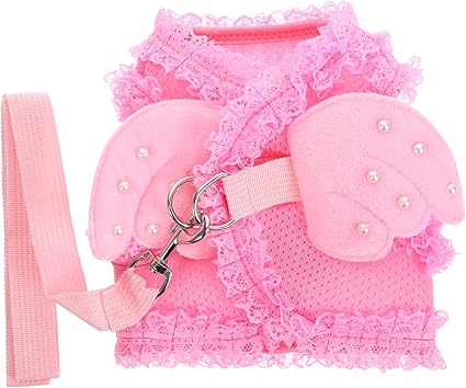 DOITOOL Belt Cat Vest Harness Purple Suits Lead Puppy Harness Pet Harness Chest Strap for Dogs Wings Adjust Cat Harness Braces Set Pink