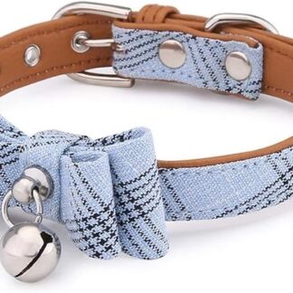 Bowtie Cat Collar Charm Break Away Nylon Tie Collar for Cats Bell Leather Cat Belt Tie Strong (Colour: Cat Collar 2, Size: 9.84 12.59 inches)
