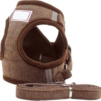 Dalmatian Collar Leash Sets No Pull Adjustable Reflective Soft Corduroy Vest Harness for Puppy Yorkie Chihuahua Cats Handmade Dog Collars (A, S)