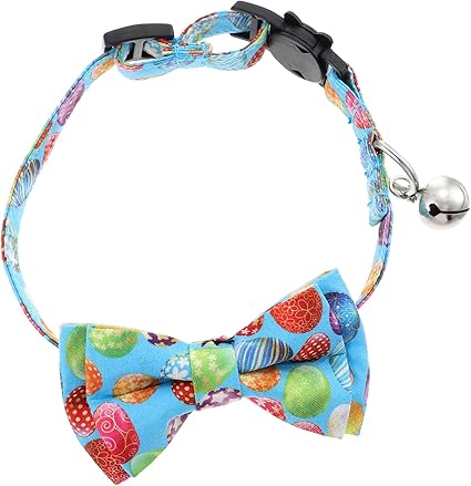 Kisangel Cat Collar Bow Tie for Cats Small Puppy Collar Small Dog Collar Pet Accessories Pet Accessories Cat Bow Tie Easter Dog Polyester Rabbit Eggs