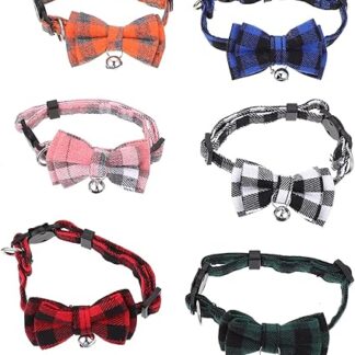minkissy 6Pcs pet collar collars lattice cat collar dog collar with bow statement necklace collar choker jingle bell dog collar chain collar red ties Pet Supplies polyester dog bell bow tie