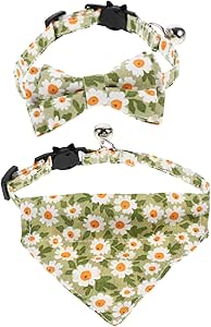 COLLBATH 2St Katzenhalsband Katzengeschirr Katzenfliege -Dreieck-Schal-Kragen Katzenbogen cat Clothing katzenbekleidung Kätzchen Fliege Kragen für Haustiere Baumwolle Green