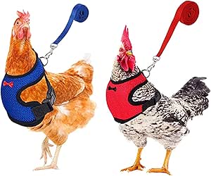 DHER Chicken Harness Lead Set Cat Harness Set Lead Soft Cat Vest Lead 2 Pieces Chicken Strap Set New Pet Lead, Adjustable, Comfortable, Breathable, Small Duck Lead with Lead Small