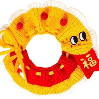 Pet Knitted Collar, New Year Puppy Bib, Knitted Dog Collar, Festive Dog Collar for New Year, Cute Puppy Neck Collar Decor Pet Collar Cat Collar Adjustable for Cat Puppy Small Medium Dogs