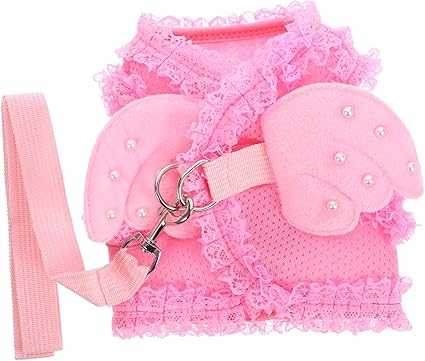 OATIPHO Hasenanzug Katzenhalter Leine Kostüme für Kätzchen ädchen-Outfit Zugband Welpengeschirr Kleider Haustier Geschirr Brustgurt für Hunde Mode Kleidung Kordelzug einstellen Rosa