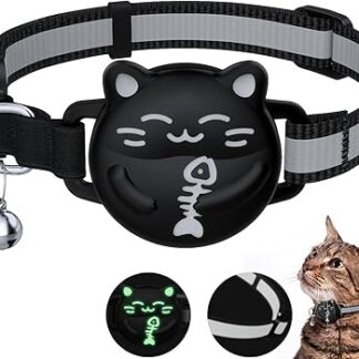 WROSWT Airtag Cat Collars, Black, XS