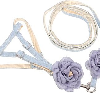 BESPORTBLE Linen Cat Lead, Cat Collar, Cat Lead, Cat Rope Lead, Cat Traction Rope, Rabbit Harness, Pet Harness, Pull Rope for Small Pets, Fabric, Blue