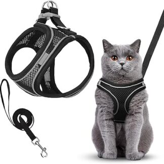 Breathable Cat Harness Set, Dogs Escape Proof Reflective Harness, Permanently Adjustable Cat Harness with Lead, Breathable Puppy Harness for Outdoor Walks (XS)