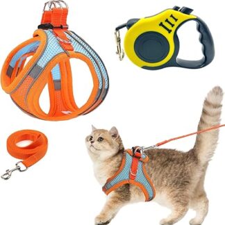Svitzoot Cat Harness with Lead, Escape Proof Automatic Cat Harness, Adjustable with 1.5 m Lead and Automatic Retractor, Cat Harness (S)