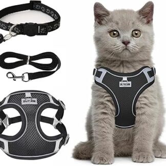 Avvrel Cat Harness with Lead, Adjustable Cat Harness, Reflective Chest Harness, Step-in Puppy Harness, Comfortable Breathable Cat Harness for Small Dogs, Pets, Cats (S)