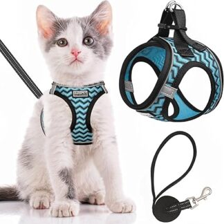 Cat Harness and Leash, Escape Proof Adjustable Soft Mesh Kitten Vest Harness for Walking Reflective Pet Harness for Cats Small Dogs Puppy