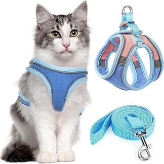 tylxayoxa Cat Collars, Harnesses and Leads, Adjustable, Reflective, Anti-Escape Kitten Harness, Cat Harness, Breathable Vest, Small Dog Harness (Color : Blue, Size : L)