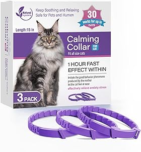 Calming Collar for Cats and Kittens, Pheromone Collar, Efficient Relief, Anxiety, Stress, Pheromones, Calming, Relaxing, Comfortable, Adjustable, for Small, Medium and
