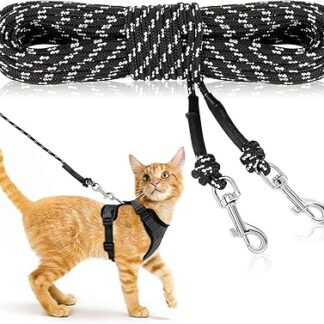 RANYPET Reflective Long Lead for Cats 4.5 m / 15 ft Escape Proof Running Lead Yard Long Lead Durable Safe Extension Lead for Kittens, Puppies, Rabbits and Small Animals