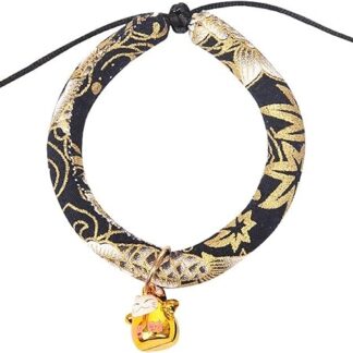 Cartoon Pet Cat Bell Collar For Cats Supplies Mascot Products For Accessories Necklace Strong (Color : Lucky Black Carp, Size : S neck 19 30cm)