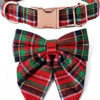 Dog Bow Tie, Plaid Bowknot Collar, Pet Bow Tie, Adjustable Dog Collar, Classic Plaid Bowknot Dog Bow Tie Cute Adjustable Holiday Dog Collars with Bow Tie for Puppy and Cat
