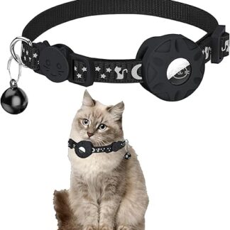 Airtag Cat Collar with Bell, Airtag Cat Collar, Reflective Cat Collar, Collar with Safety Buckle, Personalised Cat Collar with Airtag Holder for Kittens, Puppies