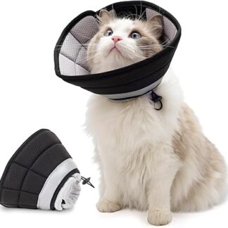Cat Cone Collar Soft to Stop Licking, TORJOY Soft Cone for Cat After Opery, Cat Recovery Elizabethan Collar for Small Large Cats, Cat Neck Cone for Kitten Adjustable Pet Recovery Collar for Cats, S