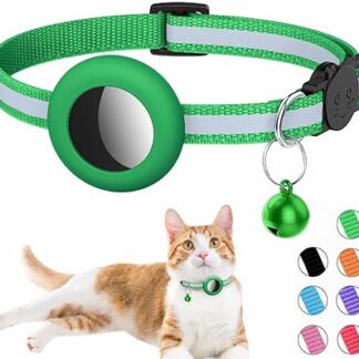 Airtag Cat Collar, Integrated Cat Collar Airtag with AirTag Holder and Bell, Reflective Cat Collar with Breakable Safety Buckle for Kittens Puppies