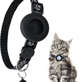 YHmall Airtag Cat Collar with Bell, Reflective Adjustable Collar Cat with Airtag Protective Case, Cat Collar Compatible with Apple Airtag