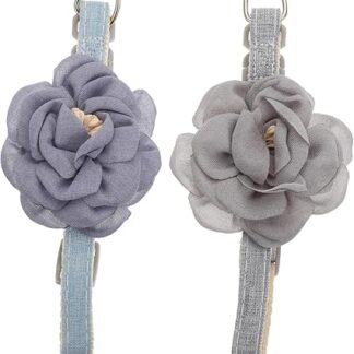 2Pcs collar christmas Pet Costume cat birthday cat holiday dress up cat rhinestone necklace puppy bow tie flowers decor floral tie Camellia Flower Necklaces props photo cotton