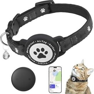 JIARUI Cat Tracker (1 Pack) GPS Tracker for Cats No Monthly Fee Works with Apple Find My (iOS Only) GPS Tracker with Breakable Collar for Cats