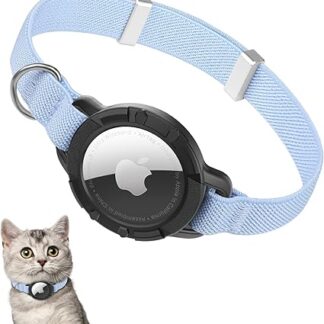 Airtag Cat Collar, Elastic GPS Kitten Collar with Air Tag Holder, Lightweight and Comfortable, Stretchy Cat Tracker Collars for Cats, Kittens and Puppies, 8-12 Inches, Blue
