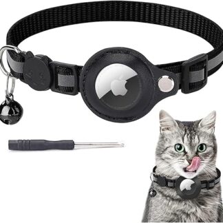 AWAVM Airtag Cat Collar GPS Collar Holder for Apple Air Tag Reflective with Safety Buckle to Prevent Choking for Kittens