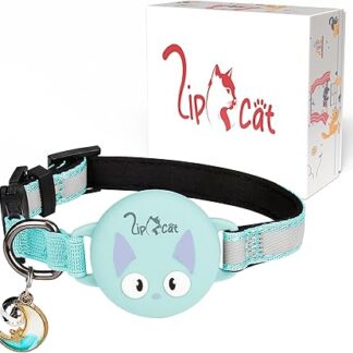 LipCat® Premium AirTag Cat Collar - Durable & Adjustable Safety Collar with Breakaway Clasp, Soft Nylon, Reflective, Compatible with Apple AirTag, Turquoise