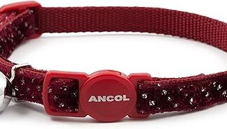 Ancol Velvet Sparkle Safety Cat Collar, Red