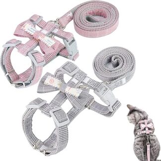 2 Piece Cat Harness Lead Set Pet Lead Cat Harness Pet Nylon Leash Kitten Vest for Small Cat Dog Pet Outdoor Walking Training Walking Jogging Sports Leisure Activities (Small)