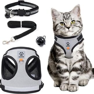 mostfun Adjustable Reflective Cat Harness Set with Lead, Black Cat Harness, Escape Proof Cat Lead, Harness Set Includes Collars and Chest Harness, LFA9098C003EU, XS