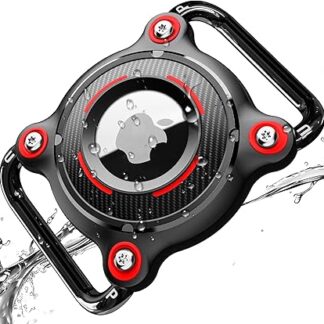 DLENP Dog Collar Holder for AirTag, Airtag Pendant Collars for Dogs Anti-Lost Pet Tracker Collar Waterproof Pendant and Lightweight, GPS Protective Covers Accessories Pet Tracker, Black + Red