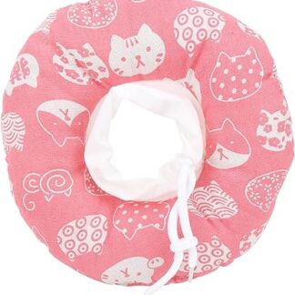 Pet Elizabethan Collar Cotton + Linen Adjustable Cat Collar Pet Kitten Soft Protective Collar for Dogs [L] Harnesses