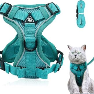 Grantop Adjustable Cat Harness, Escape-Proof Cat Harness with Lead Set, Soft Harness for Cats, Kittens, Dogs, Puppies, Blue Lake, M