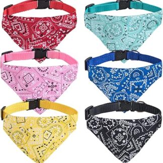 XIMA Cat Bandana Collars with Detachable Bow Tie for Cat Puppy Kitten Small Dog 6 Pack