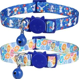 Blue Cat Collar with Bells, Pack of 2