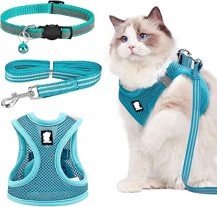 Cat Harness with Lead, Escape Proof, Adjustable Cat Harness, Escape Proof with Cat Lead, 1.35 m, Soft Cat Harness for Cats, Small Dogs and Rabbits (XS)
