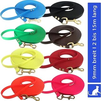 bio-leine Lightweight Biothane Cat Lead 6 m Long and 9 mm Wide I in Blue I Recall Lead with Hand Loop for Small and Large Cats