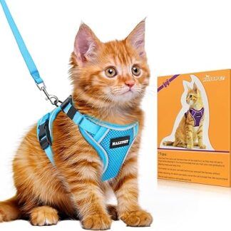 Halypet Cat Harness and Leash, Escape Proof Adjustable Cat Leash Comfortable Soft Easy to Carry Kitten Harness with Reflective Stripes for Walking Sky Blue XS