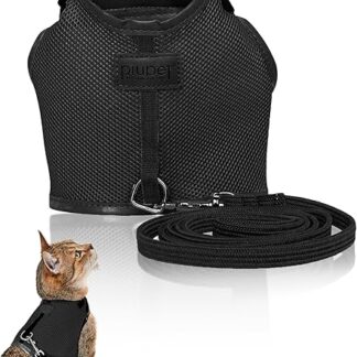PiuPet® Cat Harness (M) with 1.2 m Lead, Escape Proof, Cat Harness, Escape Proof, Cat Lead with Harness for Cats, Cat Lead, Cat Harness with Lead, Black