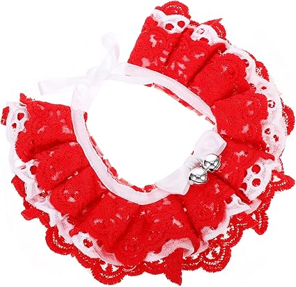 minkissy Pet Bib Dog Collar Bowtie Cat Bandana Red Kitten Lace Collar Chinese New Year Cat Collar Spring Festival Dog Outfit Puppy Collar Pet Lace Necklace Bibs Adjustable Pure Cotton