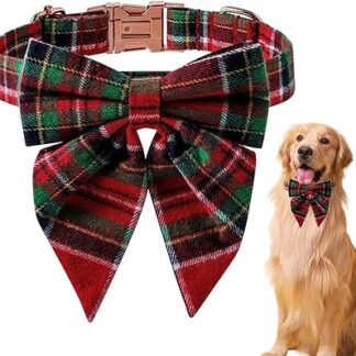 Plaid Pet Collar, Holiday Dog Bowtie, Pet Bow Tie Collar, Adjustable Dog Collar, Classic Dog Bow Tie, Pet Bowknot Collar, Dog Collars for Boys, Dog Collars for Girls, Pet Bow Tie for Puppy,