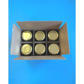 Cardboard box for six 1000 g jars with partitions